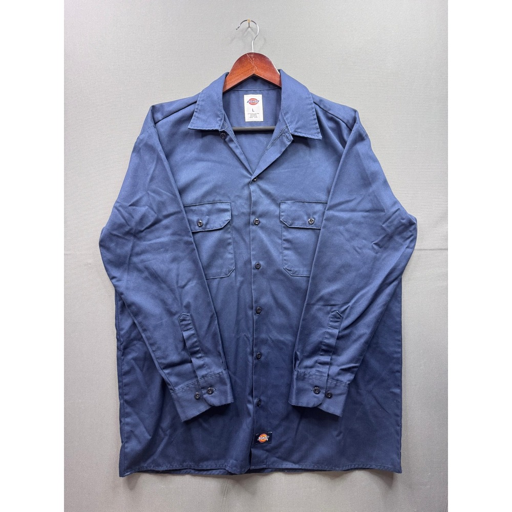 Dickies Short Sleeve Work Shirt Navy‎ Blue Men's Size Large Two Pocket